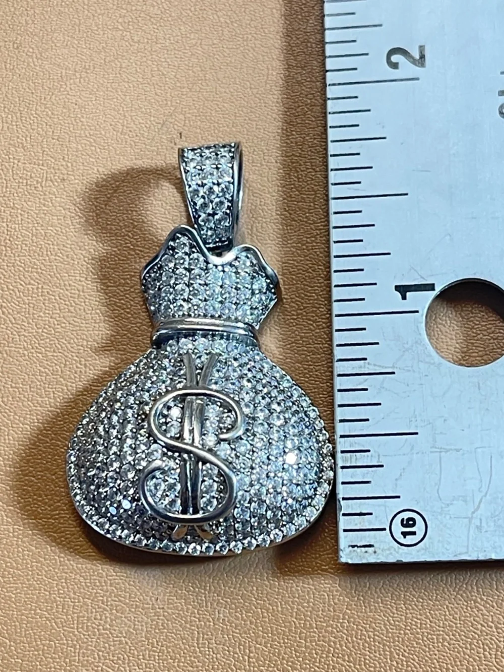 Money Bag Monopoly DahWear925 Sterling Silver CZ Hip Hop Pendant